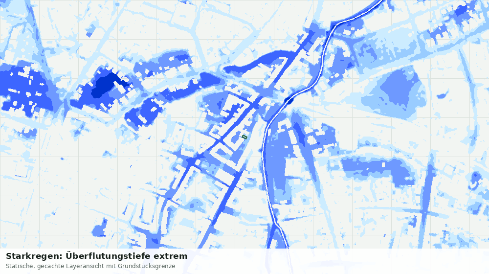 Statische Kartenansicht: Starkregen: Überflutungstiefe extrem