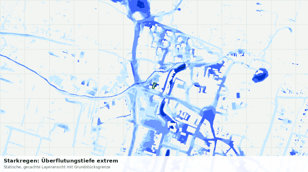 Statische Kartenansicht: Starkregen: Überflutungstiefe extrem