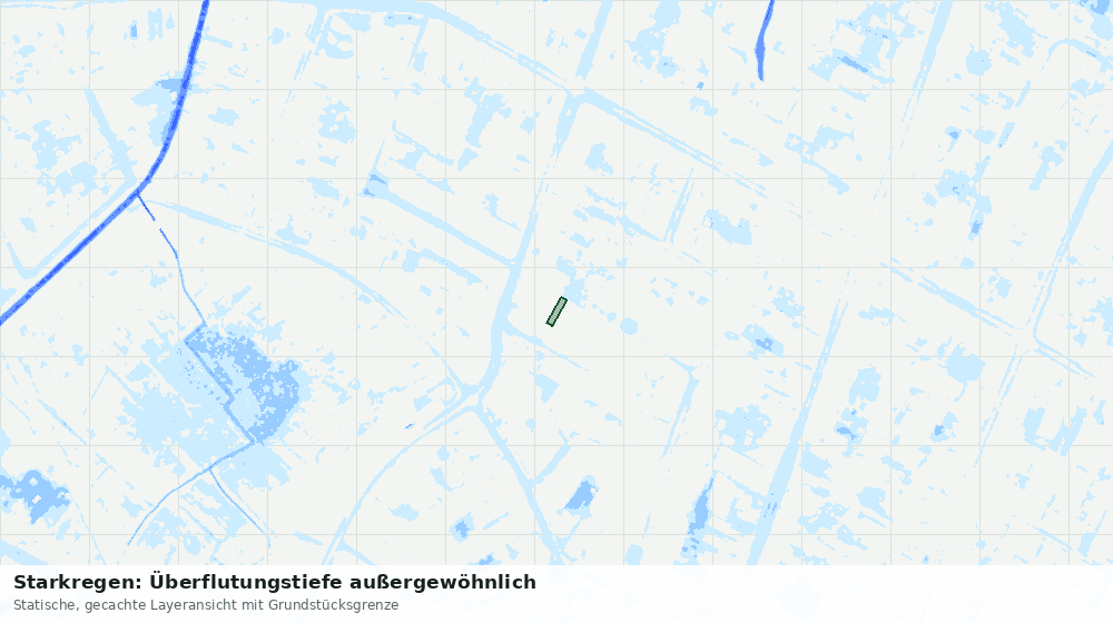 Statische Kartenansicht: Starkregen: Überflutungstiefe außergewöhnlich