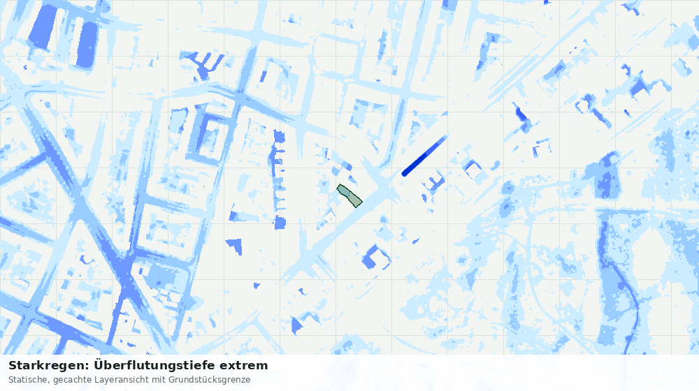 Statische Kartenansicht: Starkregen: Überflutungstiefe extrem