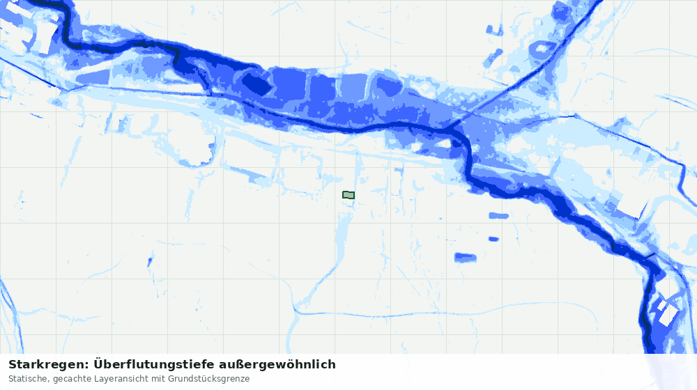 Statische Kartenansicht: Starkregen: Überflutungstiefe außergewöhnlich