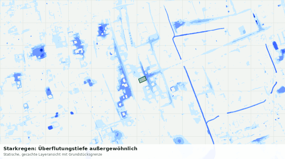 Statische Kartenansicht: Starkregen: Überflutungstiefe außergewöhnlich
