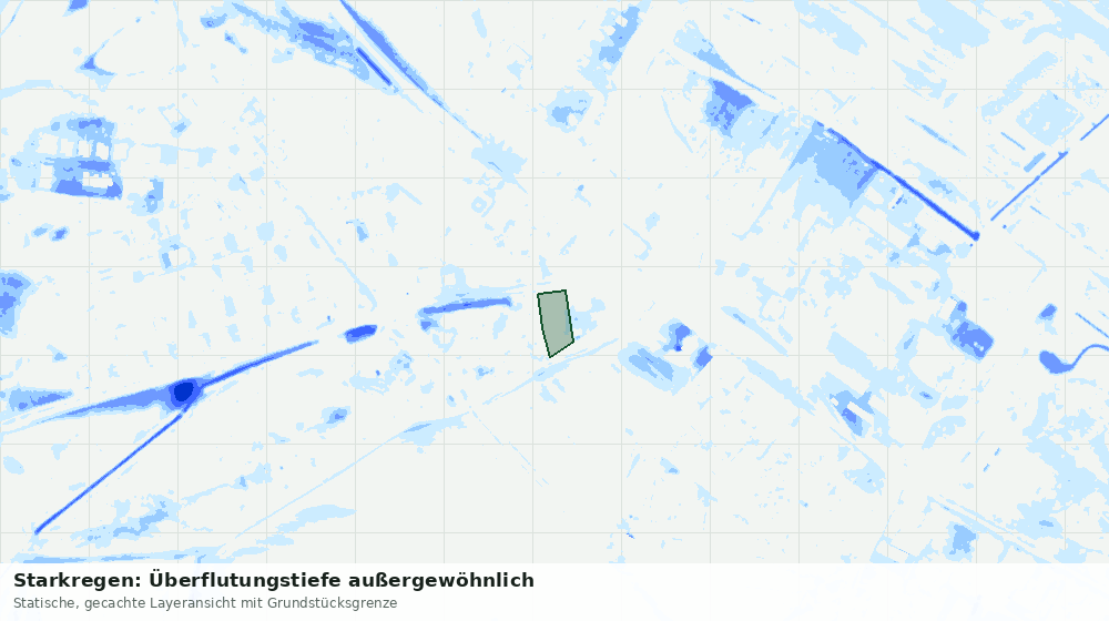 Statische Kartenansicht: Starkregen: Überflutungstiefe außergewöhnlich