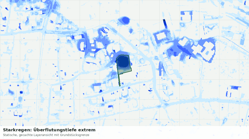 Statische Kartenansicht: Starkregen: Überflutungstiefe extrem