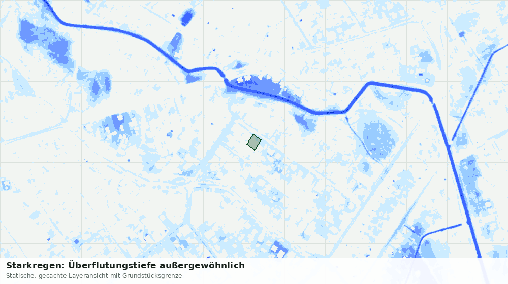 Statische Kartenansicht: Starkregen: Überflutungstiefe außergewöhnlich