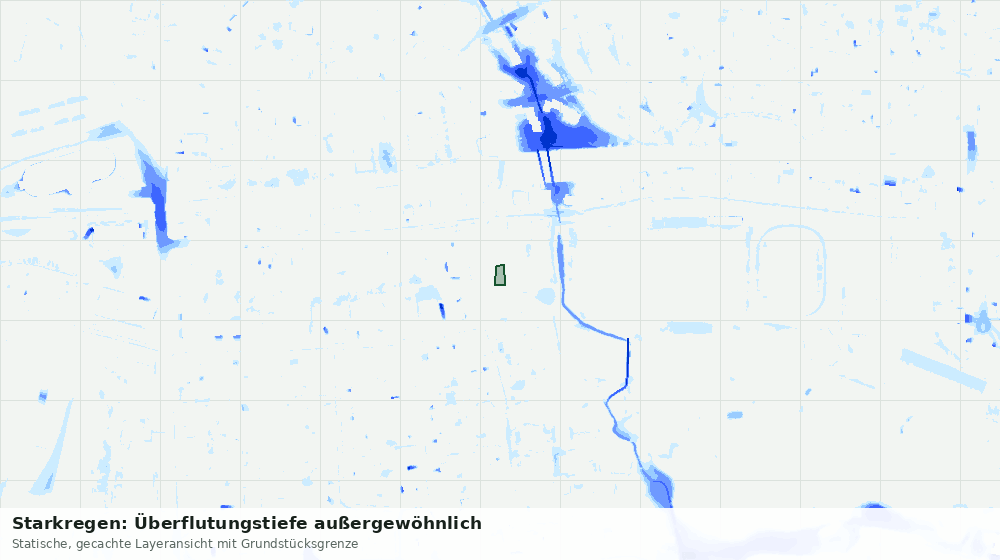 Statische Kartenansicht: Starkregen: Überflutungstiefe außergewöhnlich