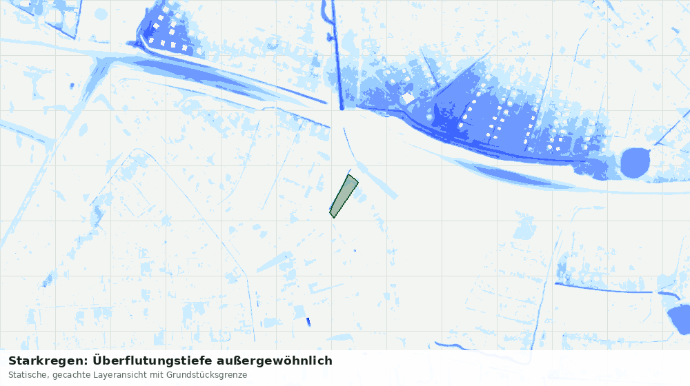 Statische Kartenansicht: Starkregen: Überflutungstiefe außergewöhnlich