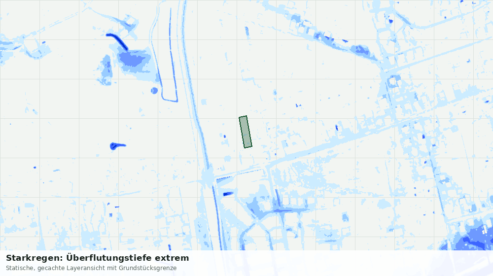 Statische Kartenansicht: Starkregen: Überflutungstiefe extrem