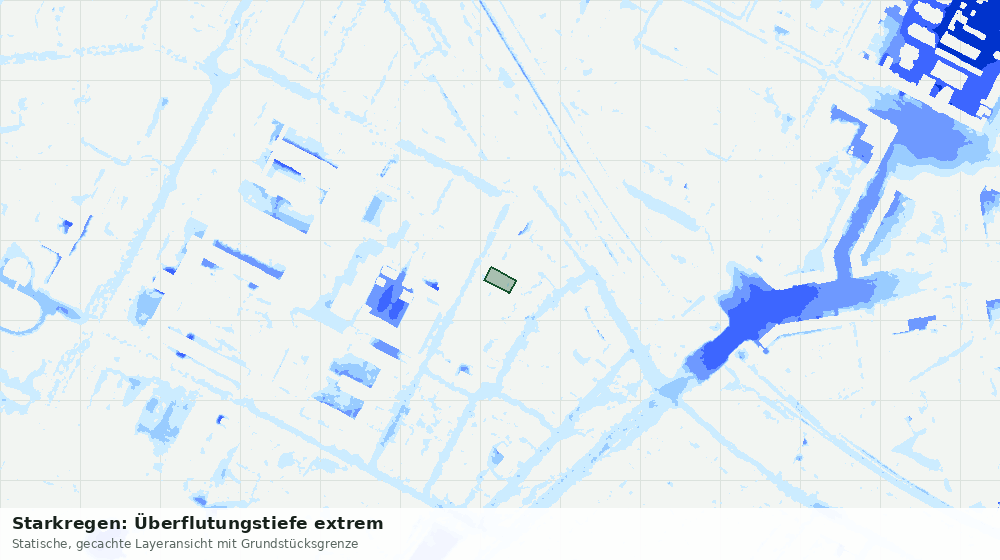 Statische Kartenansicht: Starkregen: Überflutungstiefe extrem