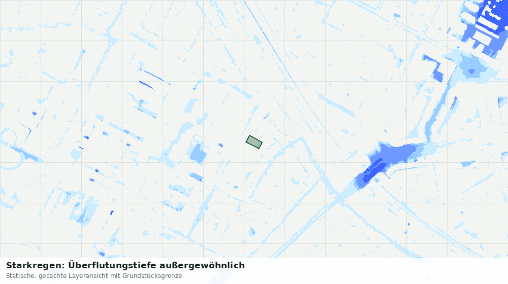Statische Kartenansicht: Starkregen: Überflutungstiefe außergewöhnlich
