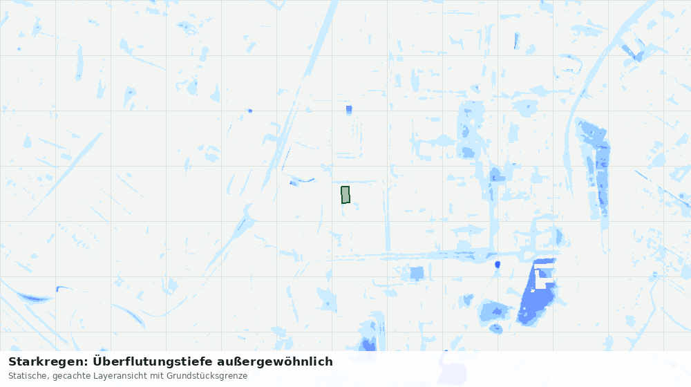 Statische Kartenansicht: Starkregen: Überflutungstiefe außergewöhnlich