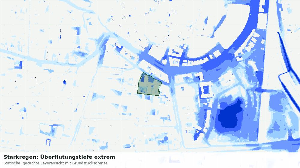 Statische Kartenansicht: Starkregen: Überflutungstiefe extrem