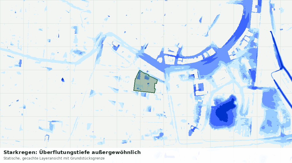 Statische Kartenansicht: Starkregen: Überflutungstiefe außergewöhnlich