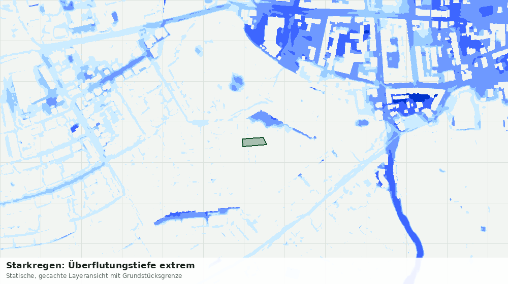 Statische Kartenansicht: Starkregen: Überflutungstiefe extrem