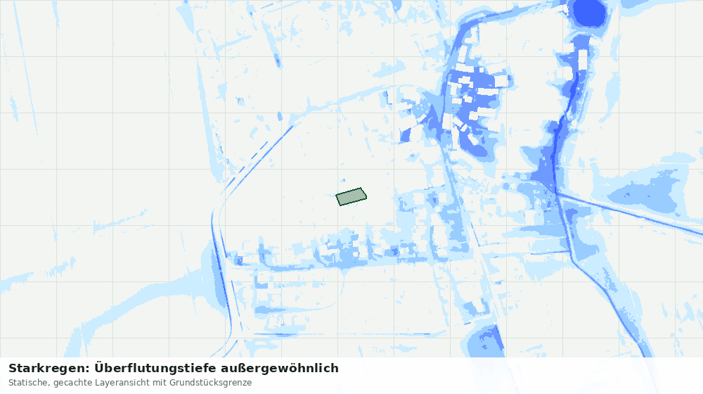 Statische Kartenansicht: Starkregen: Überflutungstiefe außergewöhnlich
