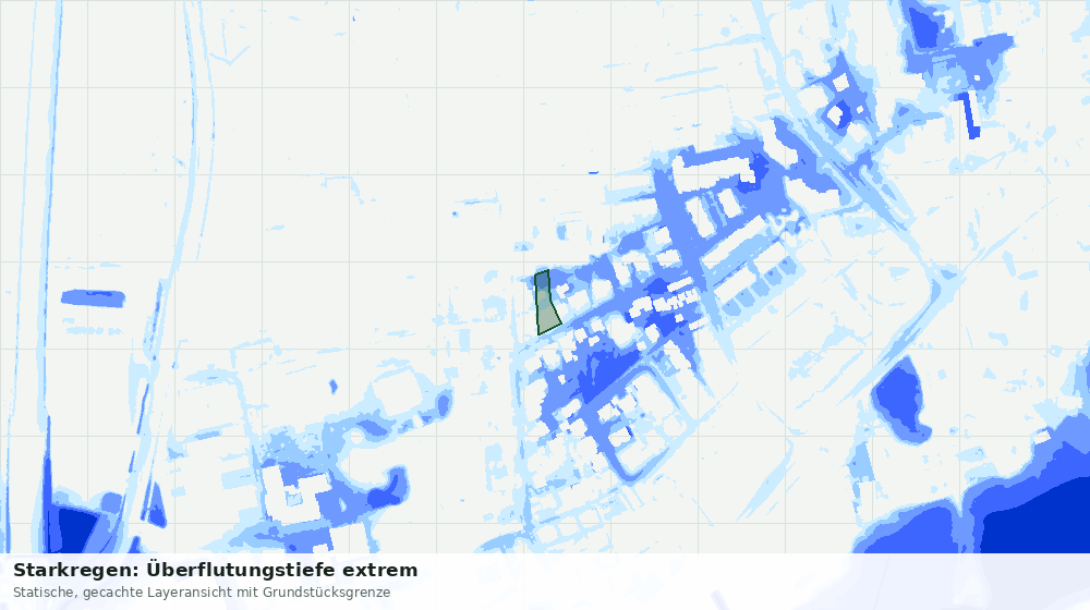 Statische Kartenansicht: Starkregen: Überflutungstiefe extrem