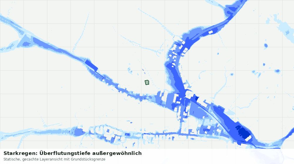 Statische Kartenansicht: Starkregen: Überflutungstiefe außergewöhnlich
