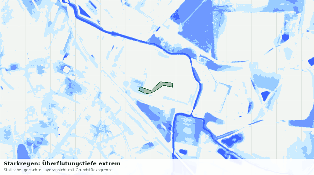Statische Kartenansicht: Starkregen: Überflutungstiefe extrem