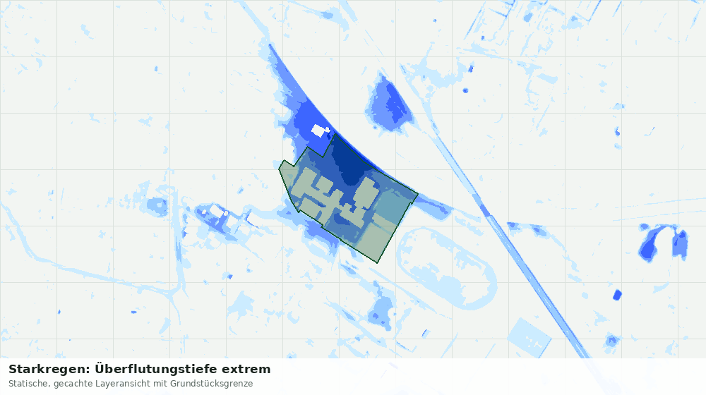 Statische Kartenansicht: Starkregen: Überflutungstiefe extrem