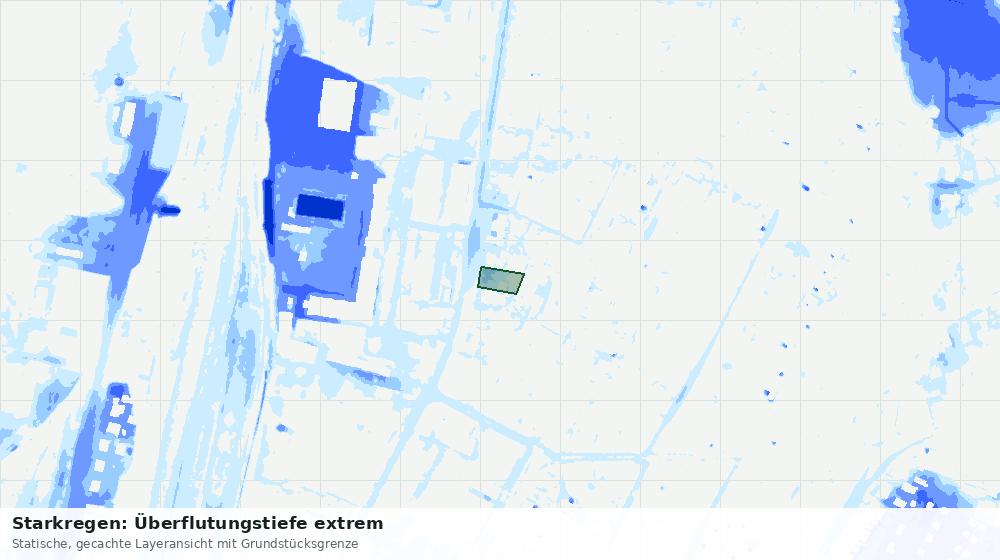 Statische Kartenansicht: Starkregen: Überflutungstiefe extrem