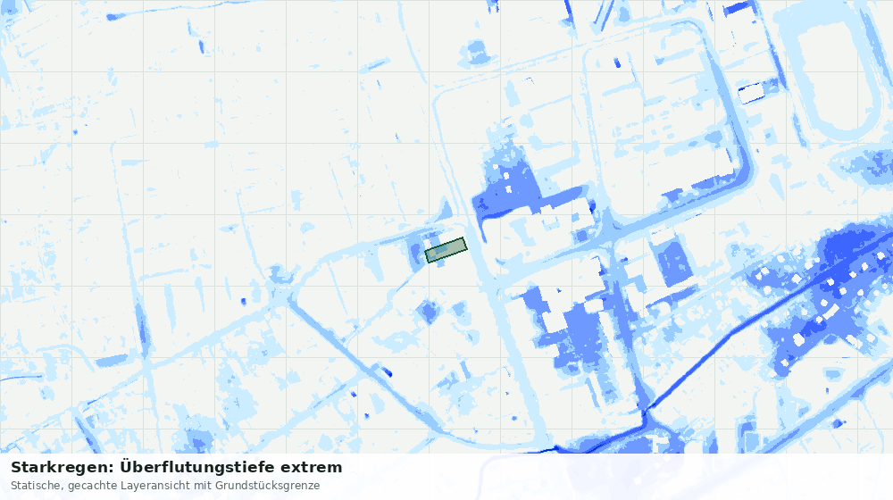 Statische Kartenansicht: Starkregen: Überflutungstiefe extrem
