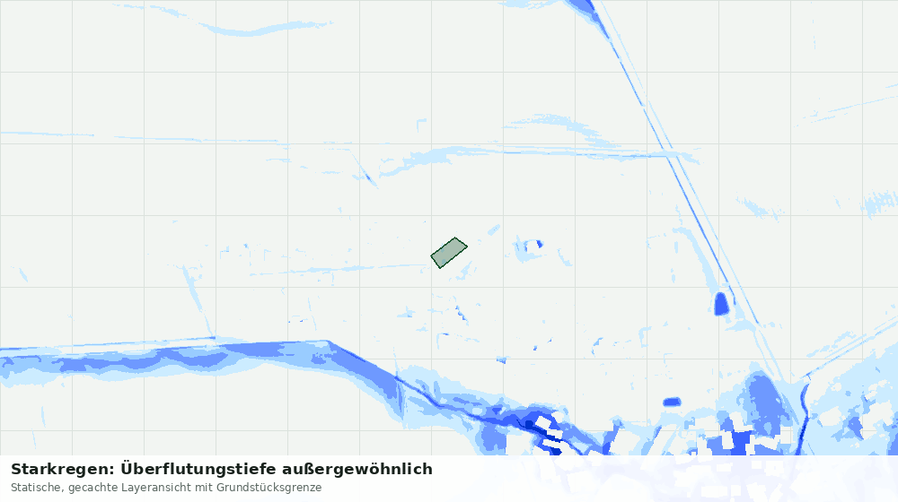Statische Kartenansicht: Starkregen: Überflutungstiefe außergewöhnlich