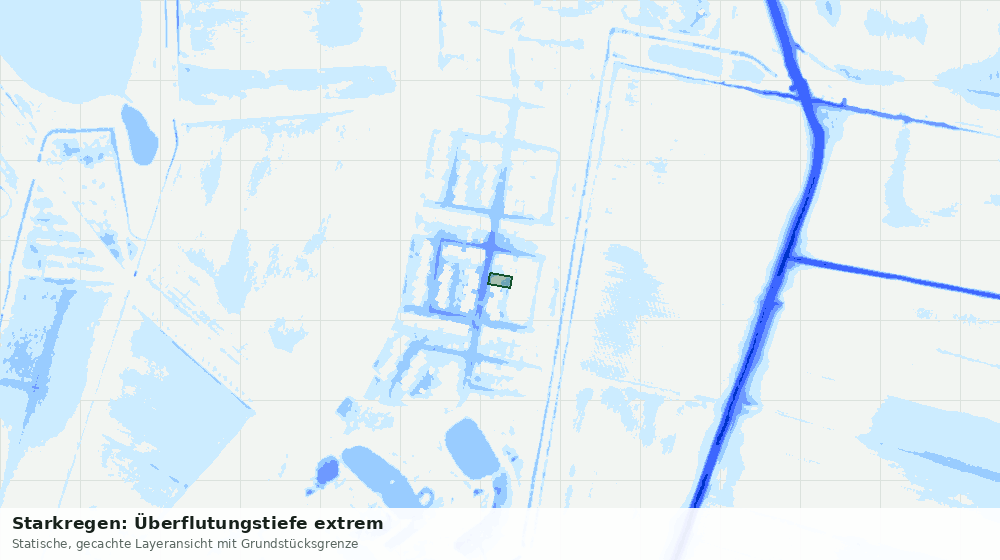 Statische Kartenansicht: Starkregen: Überflutungstiefe extrem