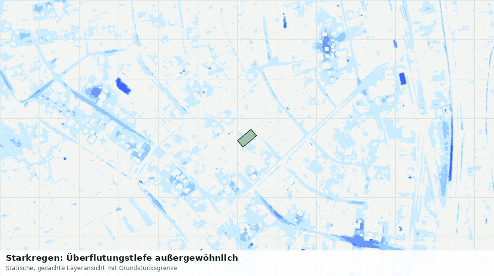 Statische Kartenansicht: Starkregen: Überflutungstiefe außergewöhnlich