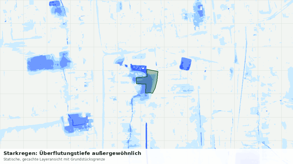 Statische Kartenansicht: Starkregen: Überflutungstiefe außergewöhnlich