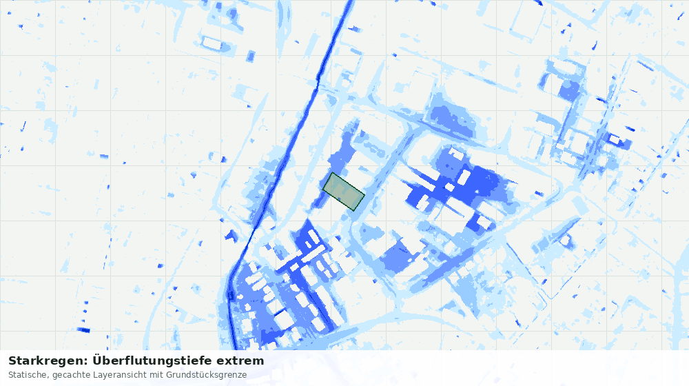 Statische Kartenansicht: Starkregen: Überflutungstiefe extrem