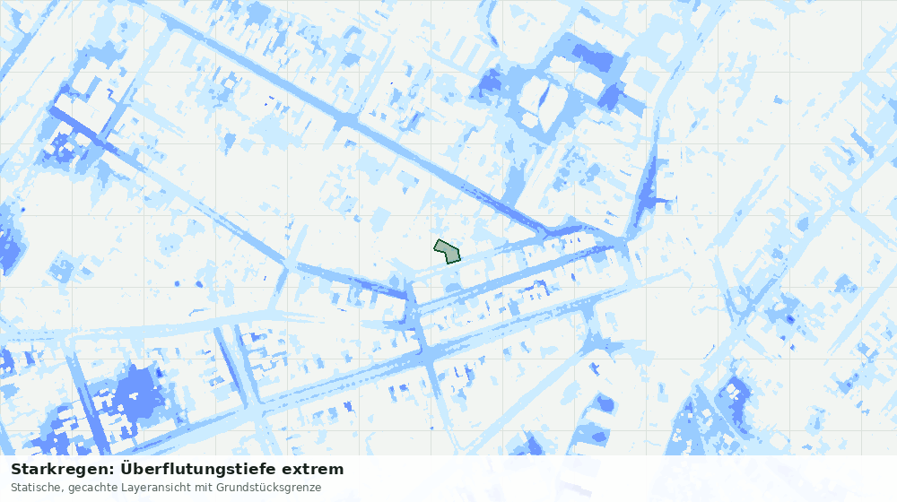 Statische Kartenansicht: Starkregen: Überflutungstiefe extrem