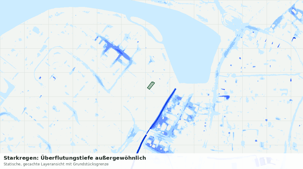 Statische Kartenansicht: Starkregen: Überflutungstiefe außergewöhnlich