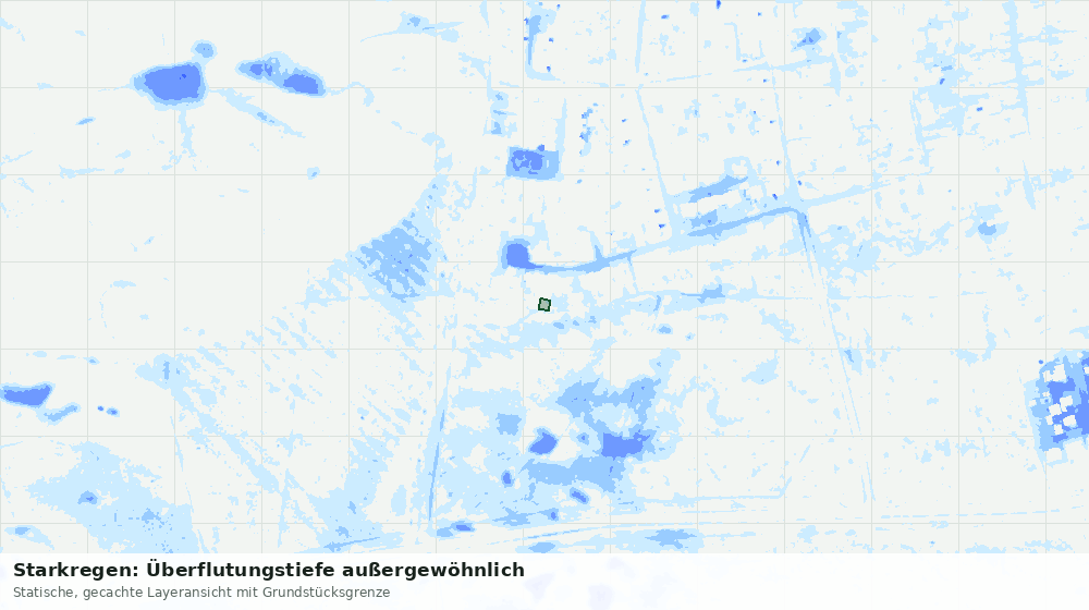Statische Kartenansicht: Starkregen: Überflutungstiefe außergewöhnlich