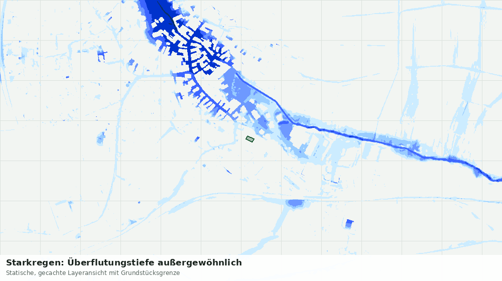 Statische Kartenansicht: Starkregen: Überflutungstiefe außergewöhnlich