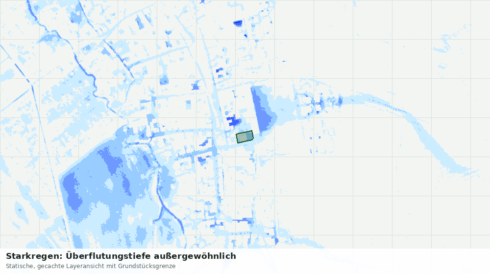 Statische Kartenansicht: Starkregen: Überflutungstiefe außergewöhnlich