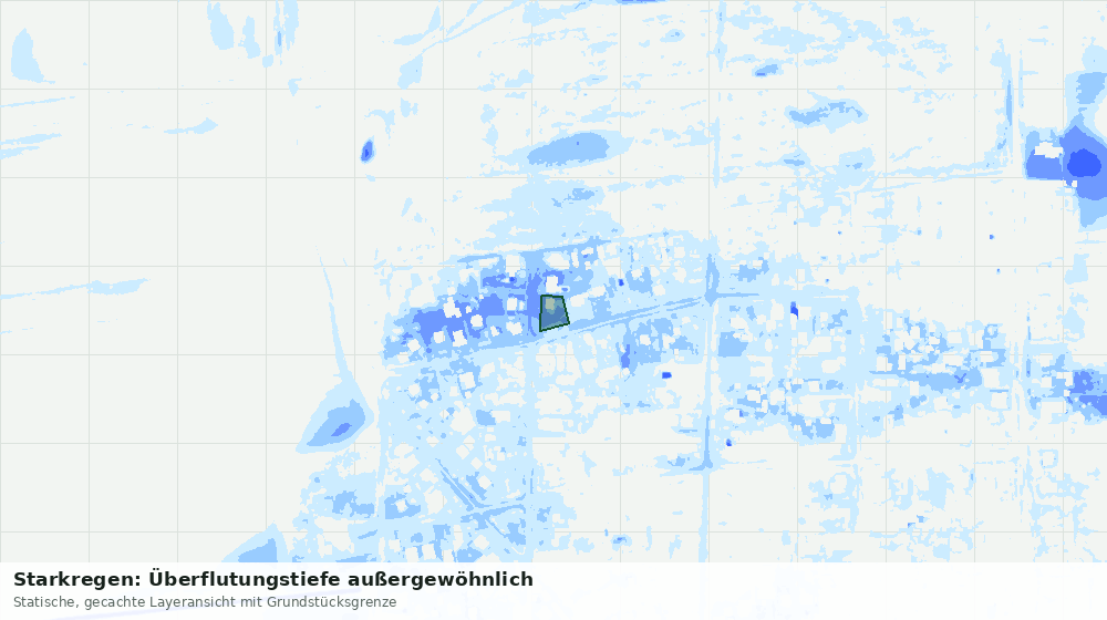 Statische Kartenansicht: Starkregen: Überflutungstiefe außergewöhnlich