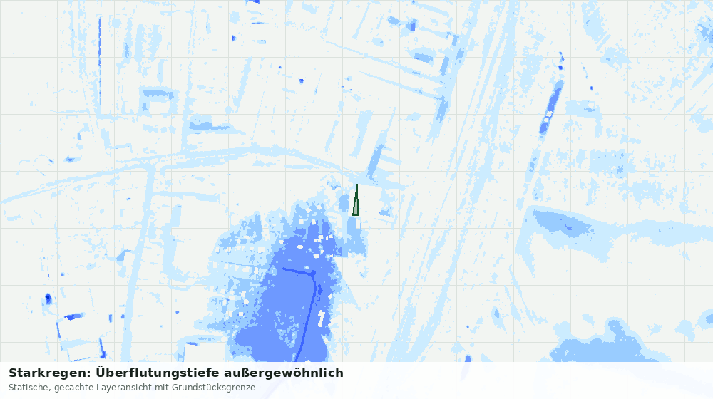 Statische Kartenansicht: Starkregen: Überflutungstiefe außergewöhnlich