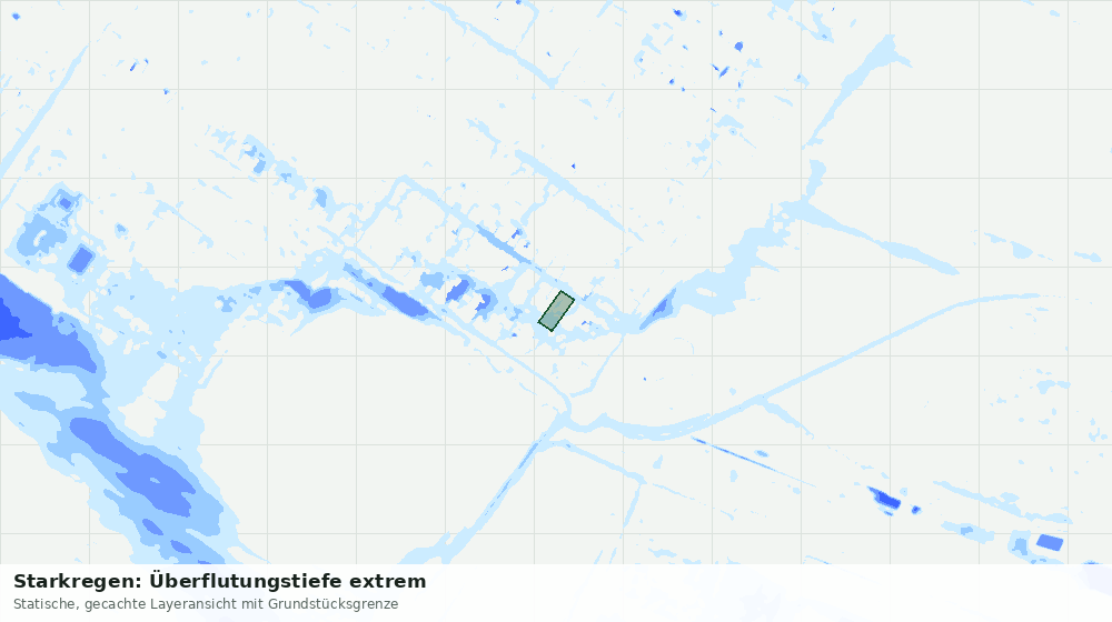 Statische Kartenansicht: Starkregen: Überflutungstiefe extrem
