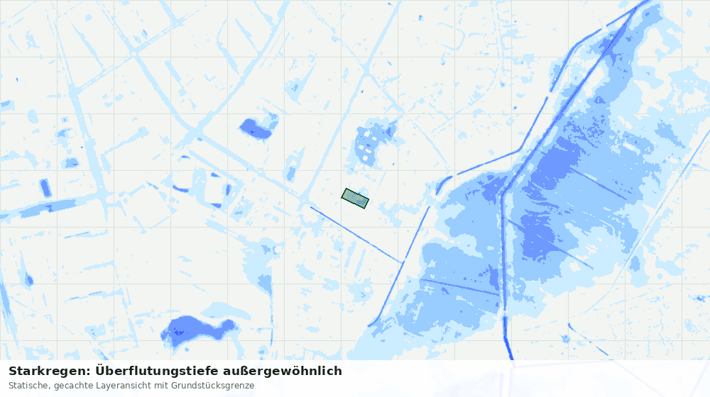 Statische Kartenansicht: Starkregen: Überflutungstiefe außergewöhnlich
