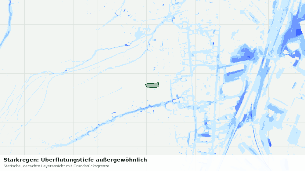 Statische Kartenansicht: Starkregen: Überflutungstiefe außergewöhnlich