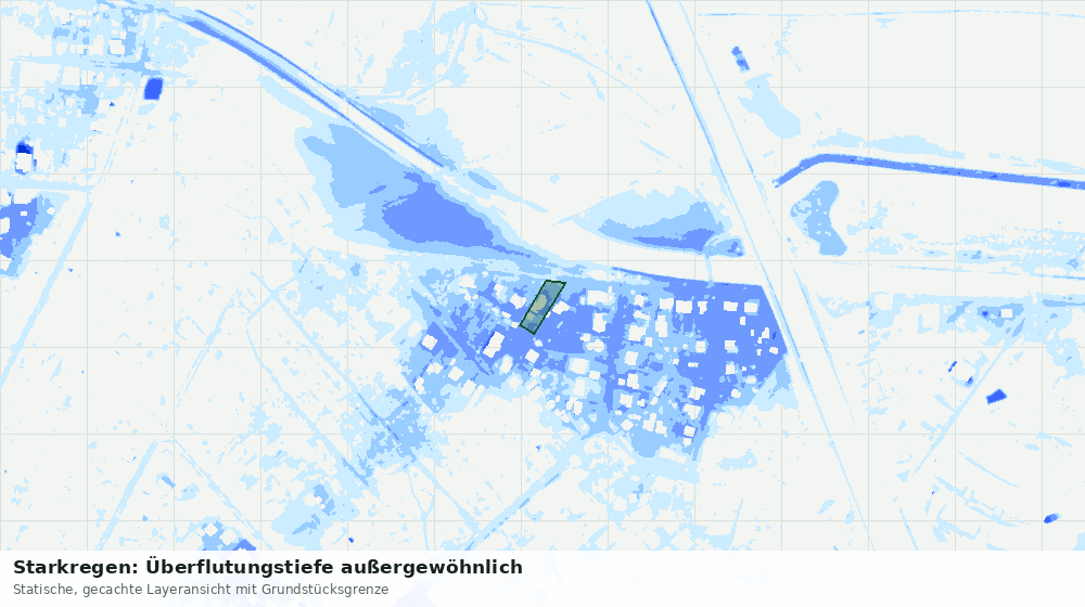 Statische Kartenansicht: Starkregen: Überflutungstiefe außergewöhnlich
