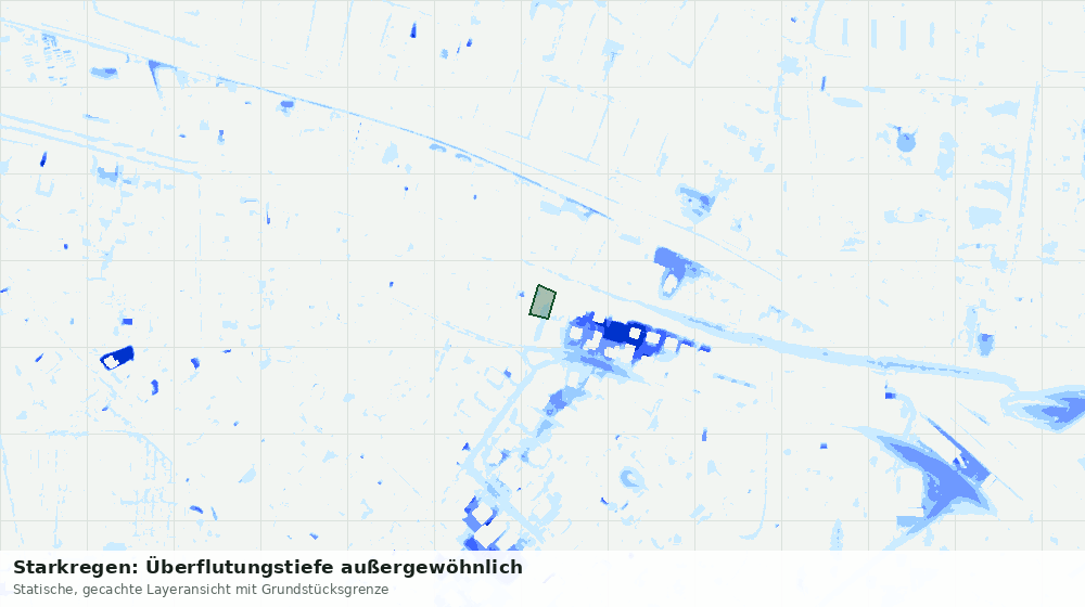 Statische Kartenansicht: Starkregen: Überflutungstiefe außergewöhnlich