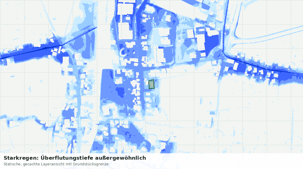 Statische Kartenansicht: Starkregen: Überflutungstiefe außergewöhnlich