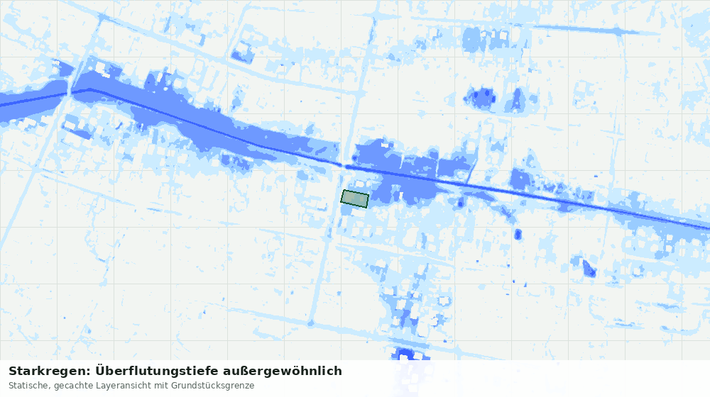 Statische Kartenansicht: Starkregen: Überflutungstiefe außergewöhnlich