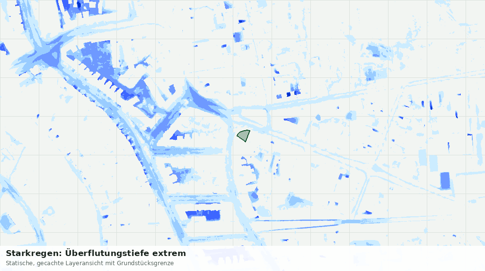 Statische Kartenansicht: Starkregen: Überflutungstiefe extrem