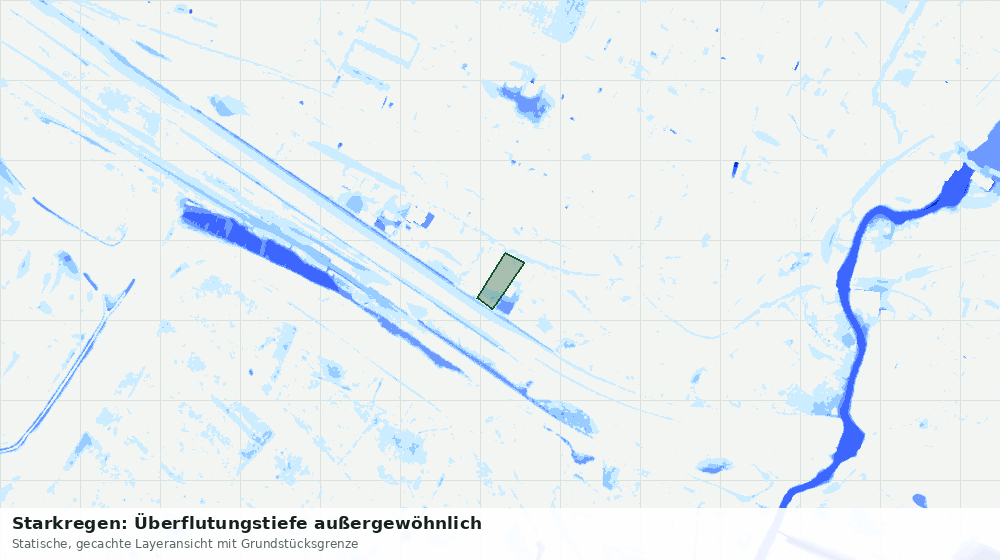 Statische Kartenansicht: Starkregen: Überflutungstiefe außergewöhnlich