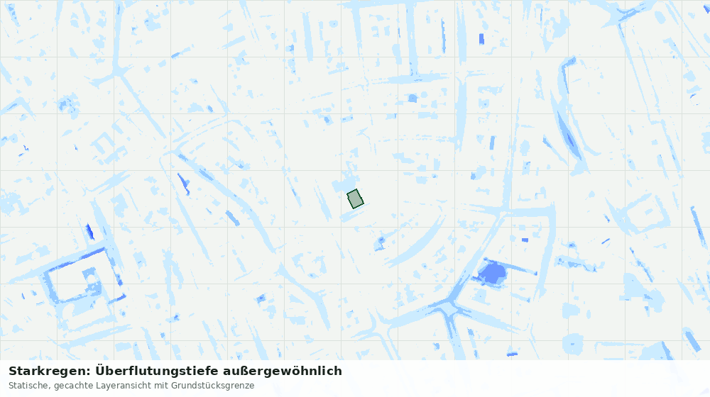 Statische Kartenansicht: Starkregen: Überflutungstiefe außergewöhnlich