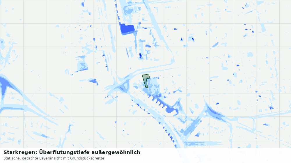 Statische Kartenansicht: Starkregen: Überflutungstiefe außergewöhnlich