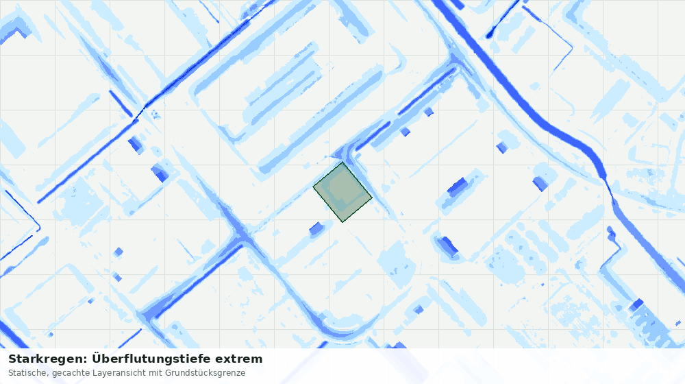Statische Kartenansicht: Starkregen: Überflutungstiefe extrem