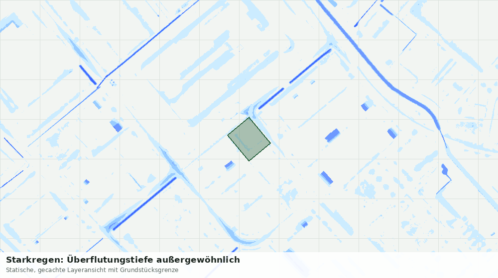 Statische Kartenansicht: Starkregen: Überflutungstiefe außergewöhnlich